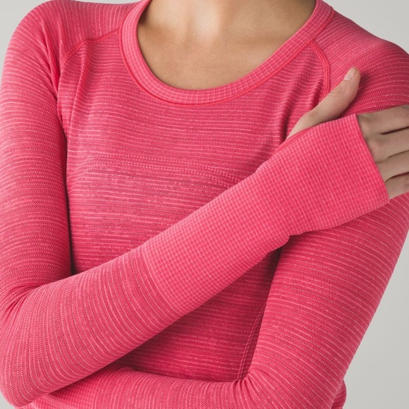 LULULEMON RUN SWIFTLY TECH LONG SLEEVE CREW IN HEATHERED BOOM JUICE - Picture 5 of 12